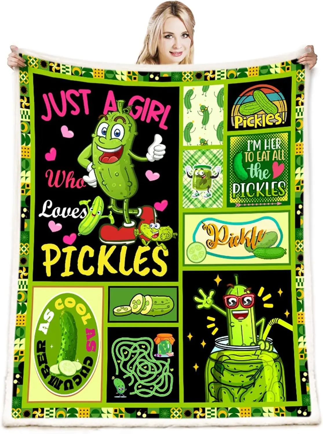 Pickle Blanket Just A Girl Who Loves Pickles Blanket Gifts for Pickle Lovers for Girl Women Soft Blankets for Sofa Bed Gift