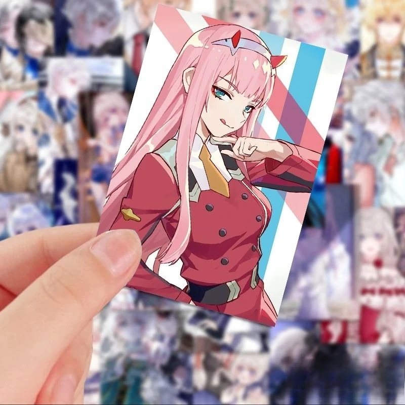 حبيبي جديد في بطاقة FRANXX Zero Two Hiro Ichigo الصغيرة الإبداعية عالية القيمة الرسوم المتحركة الكرتون طباعة بطاقة الطالب القابلة للجمع