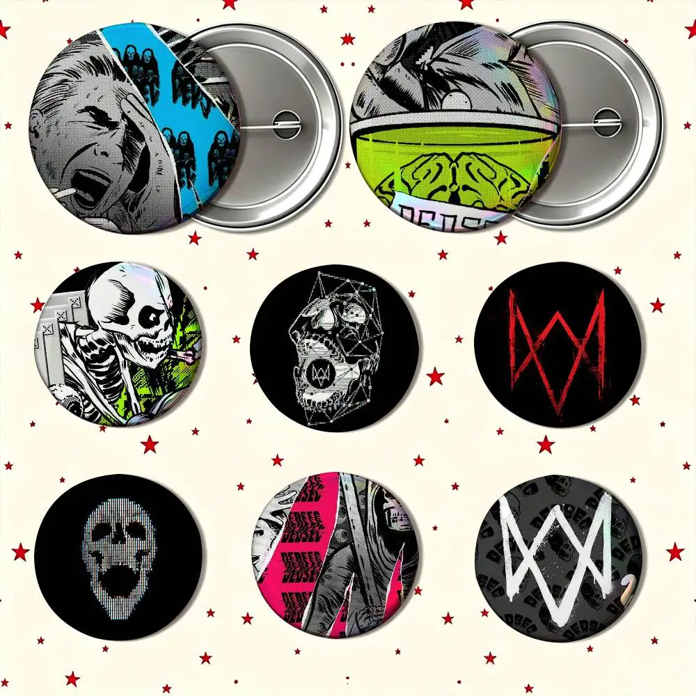 Game Watch Dogs 2 D-Dedsec Enamel Pin Tinplate Round Brooch Cosplay Nijigen Otaku Culture Badge 25mm 32mm 44mm 58mm