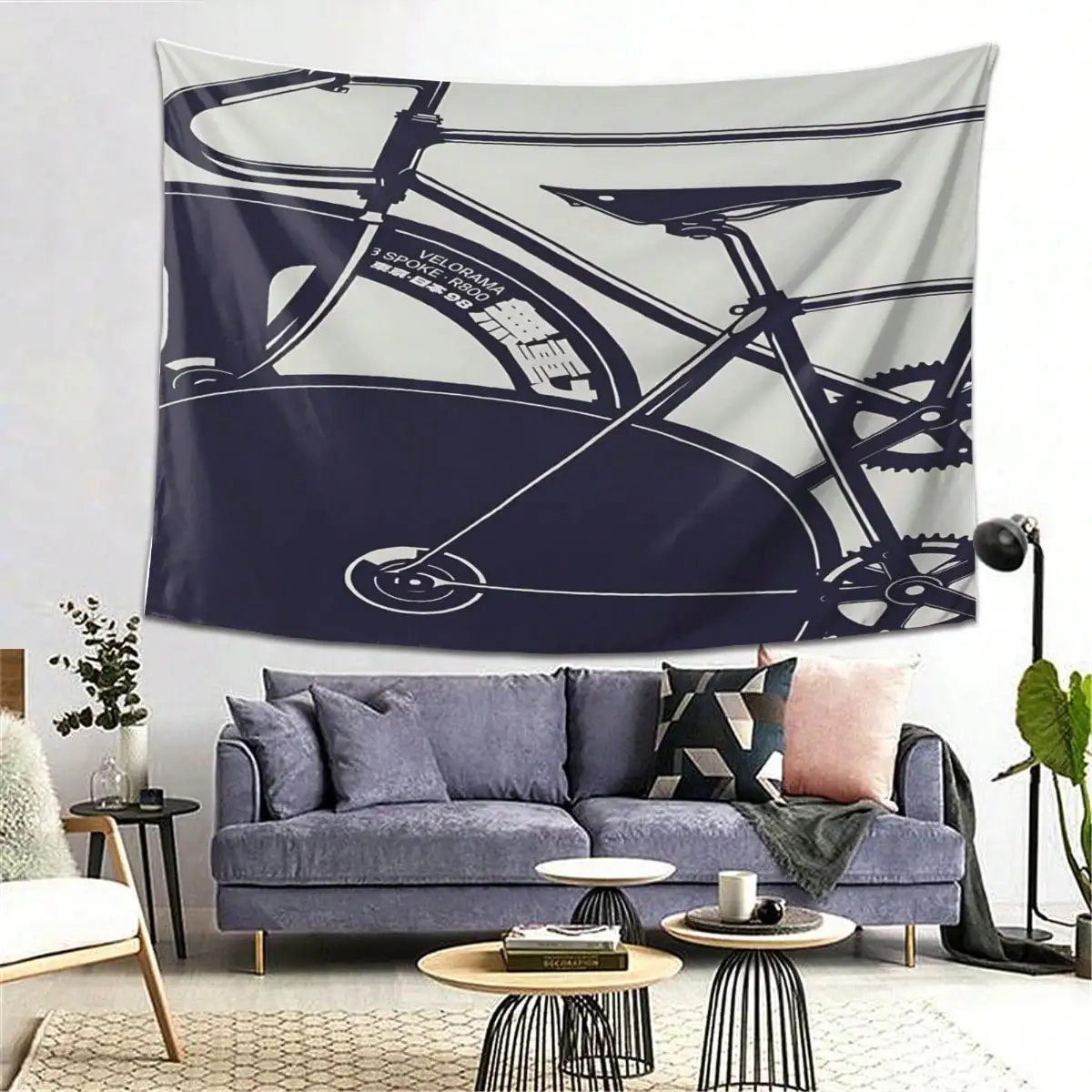Vintage Bicycle Wall Tapestry - Retro Bike Art Decor, Black and White Cycling Theme, Multiple Sizes