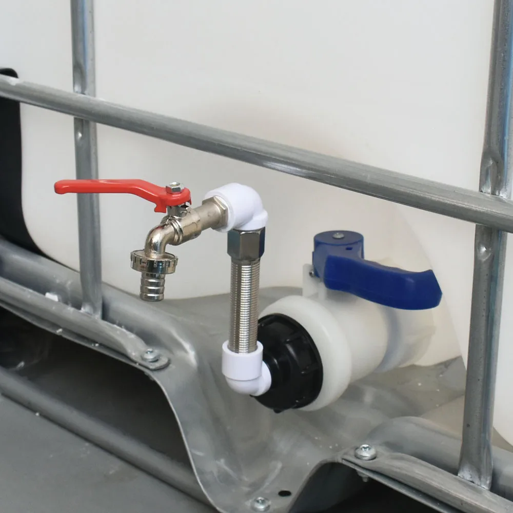 1000L S60 IBC Tank Outlet Valve Adapter 16mm nipple 15mm hose Faucet Tap Connector Water Buckets Hose Fitting