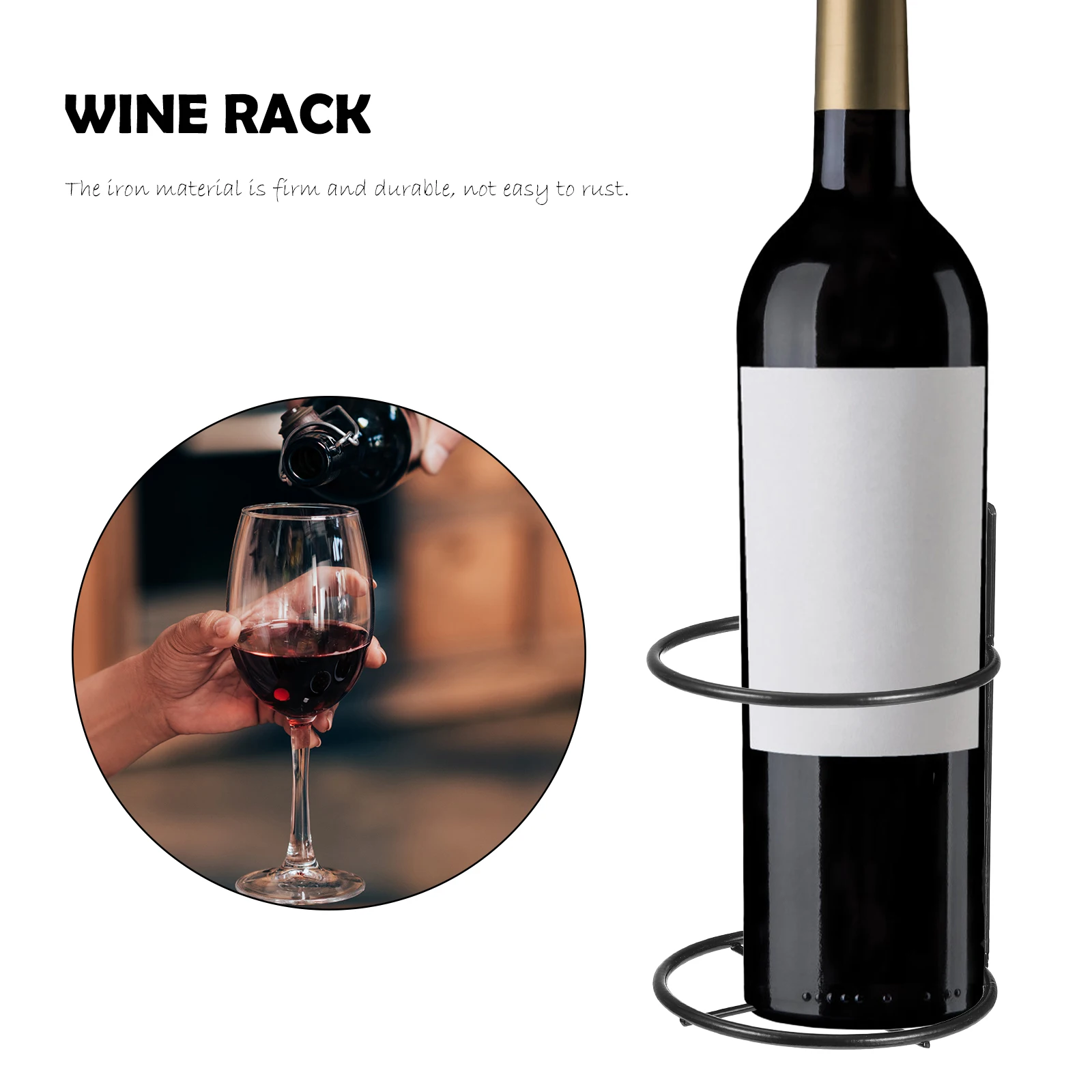 

6 Pcs Iron Rack Bottle Holder Wall Mount Red Bottle Storage Display Stand for Home Bar Restaurant Decor