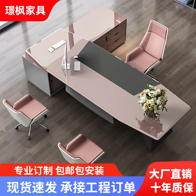 

Boss desk, simple modern office desk and chair combination, lacquered executive desk, creative executive, executive desk, office