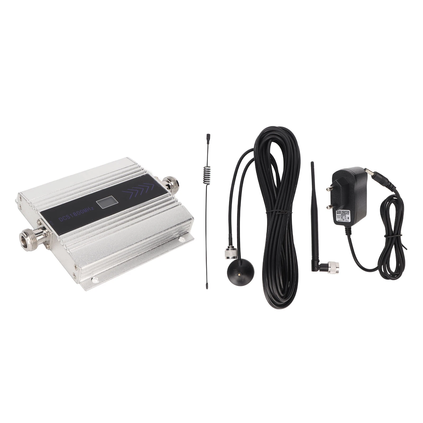 Cell Phone Signal Extender Amplifier High Gain 4G Mobile Phone Repeater GSM DCS WCDMA 1800Mhz Silver