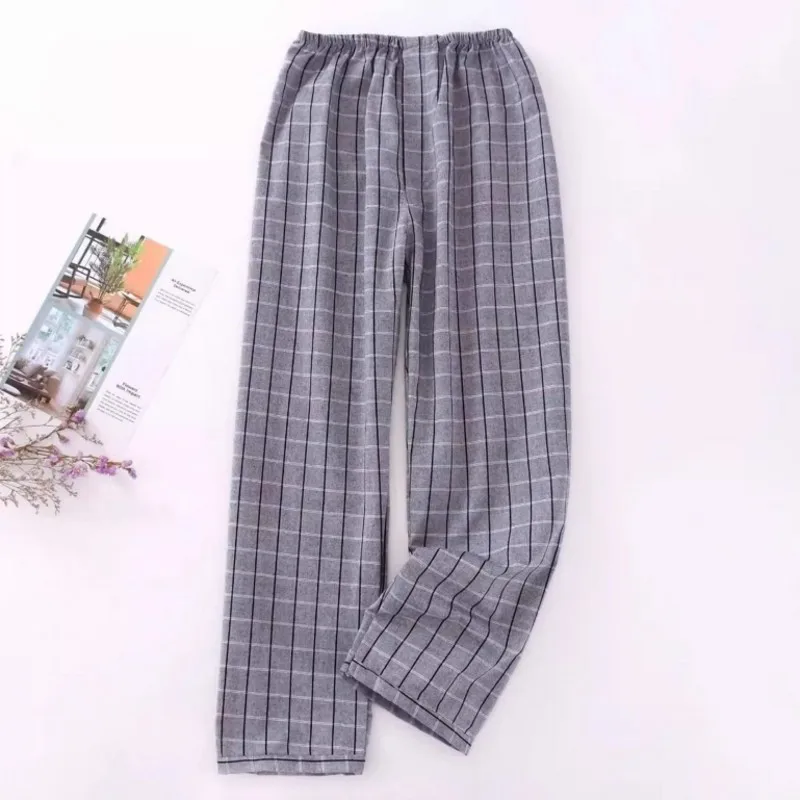 

Spring Autumn Men 100% Cotton Sleep Pants Male Top Quality Trousers Men Casual Loosen Plaid Home Pants Plus Size Pantalone XXXL