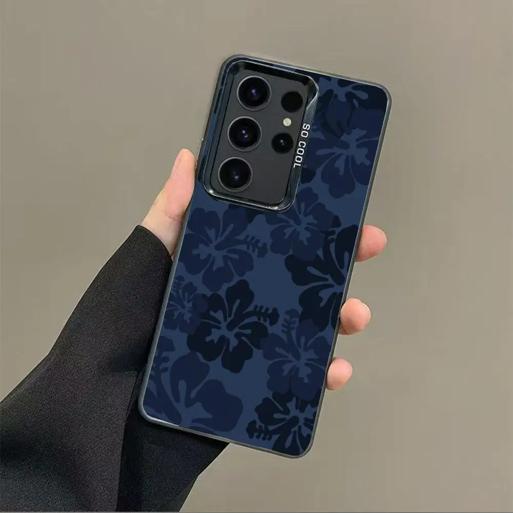 

Blue floral design case for Galaxy S25 S24 S23 S22 S21 S20 Ultra/ FE/Plus shock-proof rear cover anti-fingerprint
