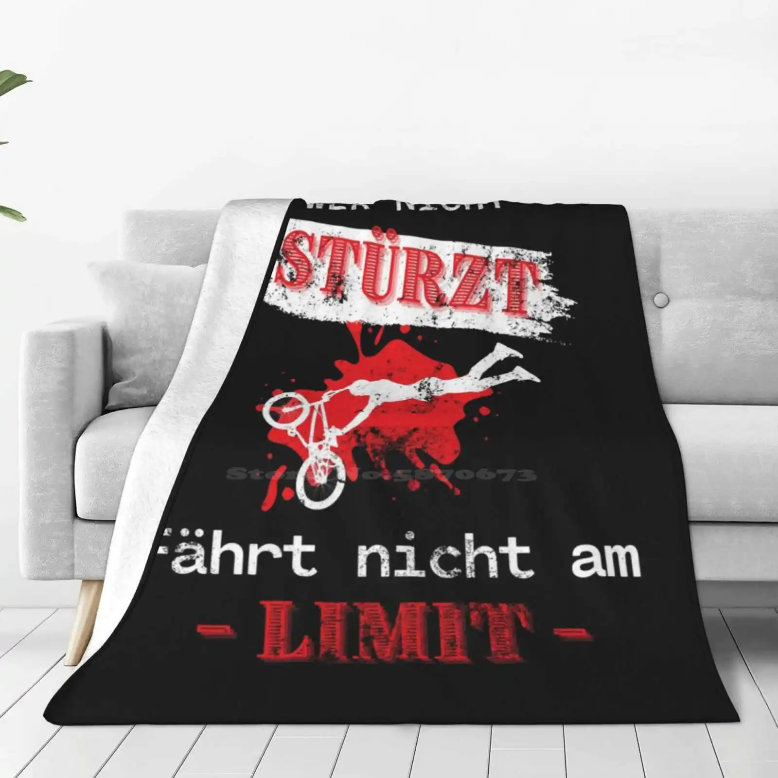 Wer Nicht Stürzt F ? Hrt Nicht Am Limit Trend Style Funny Fashion Soft Throw Blanket Mountainbike Fahren Fahrrad Biken Stürzen