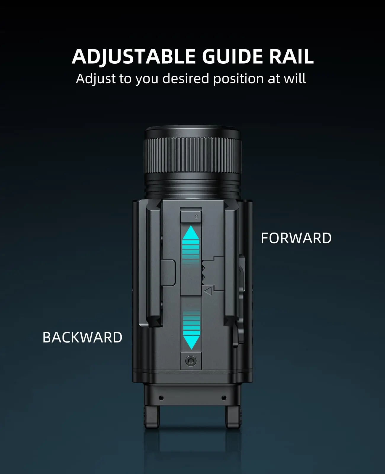 EZshoot 2000 Lumen Tactical Flashlight Compact LED Light Rechargeable for Pistol Picatinny or GL Rail with Adjustable Slide Rail