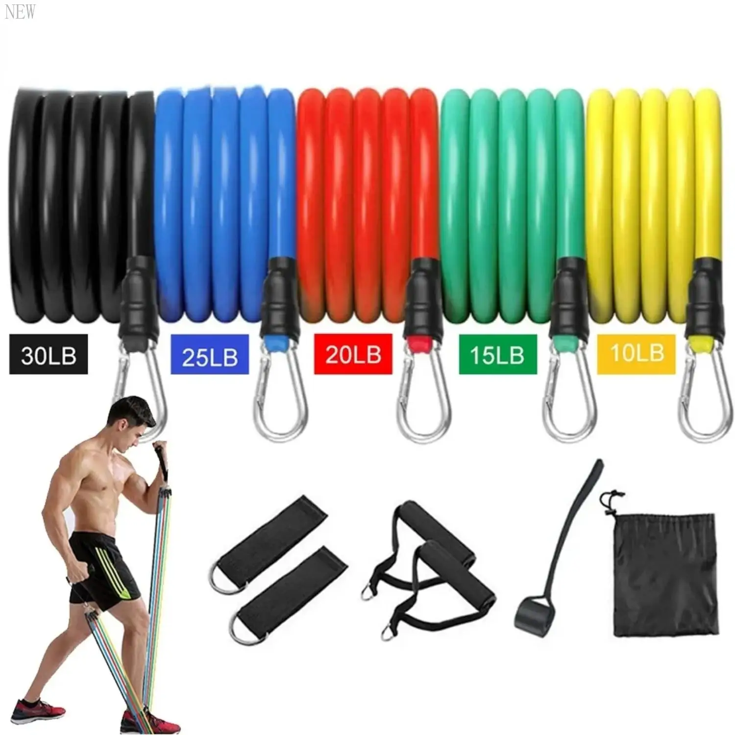 New 11PCS/Set Resistance Bands Fitness Exercises Latex Tubes Pedal Excercise Body Training Workout Yoga Pull Rope Women Men