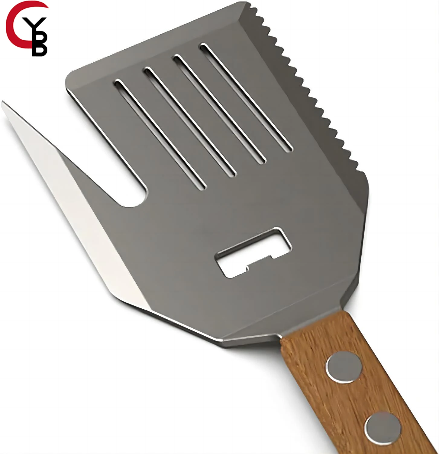 

5 in 1 Grill Spatula with Knife, Fork, Bottle Opener and Turner BBQ Tools. All in One Grill Accessories Set for Outdoor Grills
