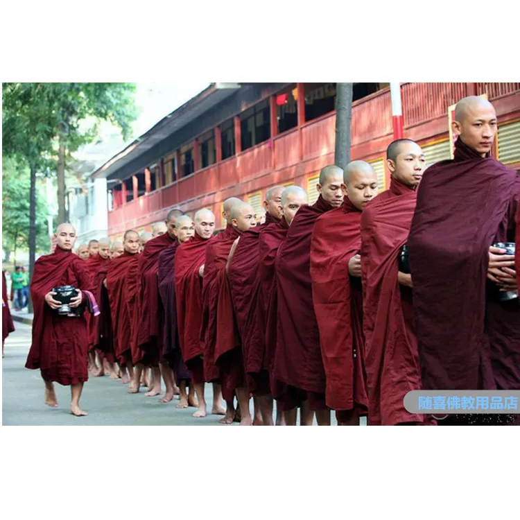 Monk's Cassock Theravada Buddhism Monk Master His Holiness Jujube Red Tops Pants Belts Buddhist Monk Robes Meditation Costume