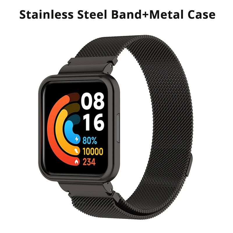 30Pcs Metal Bracelet For Redmi Watch 2 Lite Strap Magnetic Stainless Steel Band Case Protector Bumper Mi Watch Lite Wrist Strap