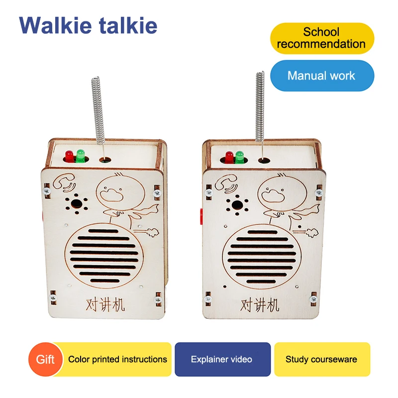【BS】1/2Pcs STEM Physics Science Experimental Tool DIY Wireless Walkie Talkie Model Kit Educational Toy For Kids Gift