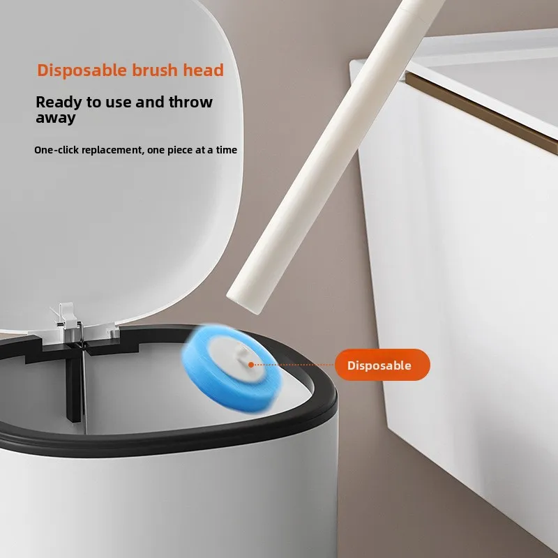 Disposable toilet brush for home use, no dead angles, with base, disposable brush head, bathroom cleaning toilet brush