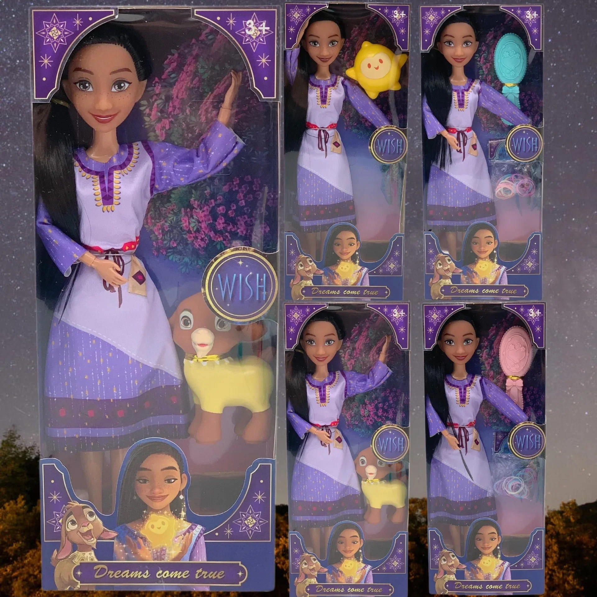 

2024 New Disney Wish Star Romance Vinyl Star Wish Model Princess Asha WISH Doll Music Toy Children's Birthday Christmas Gifts