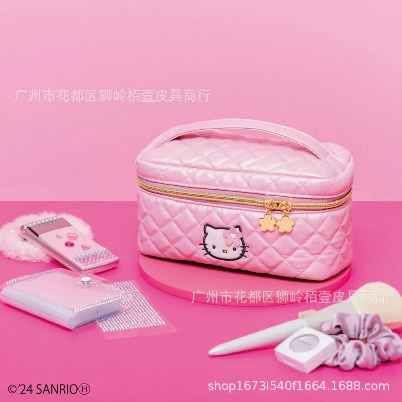 بو حقيبة مستحضرات التجميل مرحبا كيتي جديد الكرتون لطيف حمل حقيبة Kawaii الفتاة القلب حقيبة التخزين سعة كبيرة حقيبة مستحضرات تجميل أنيمي