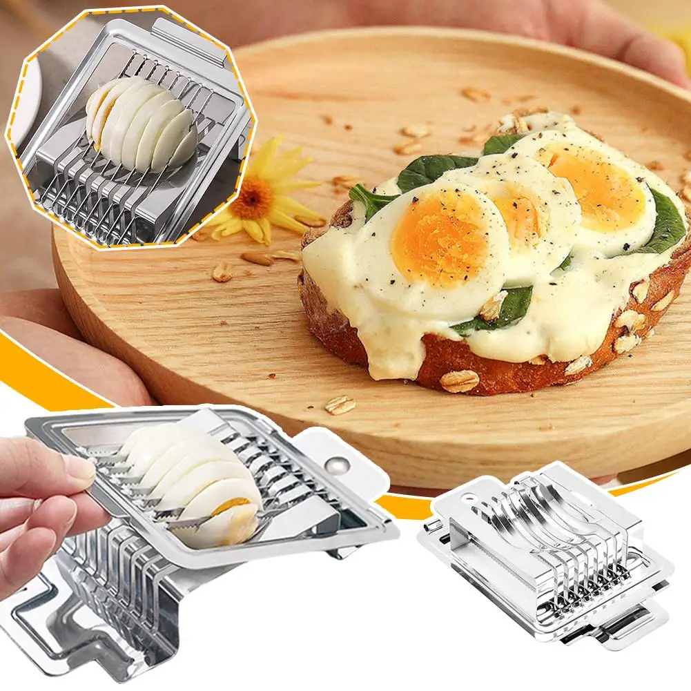 Egg Slicer Stainless Steel Boiled Egg Slicer Multifunctional Cutter Mold Chopper Gadget Cutter Kitchen Egg Kitchen Section F2d5