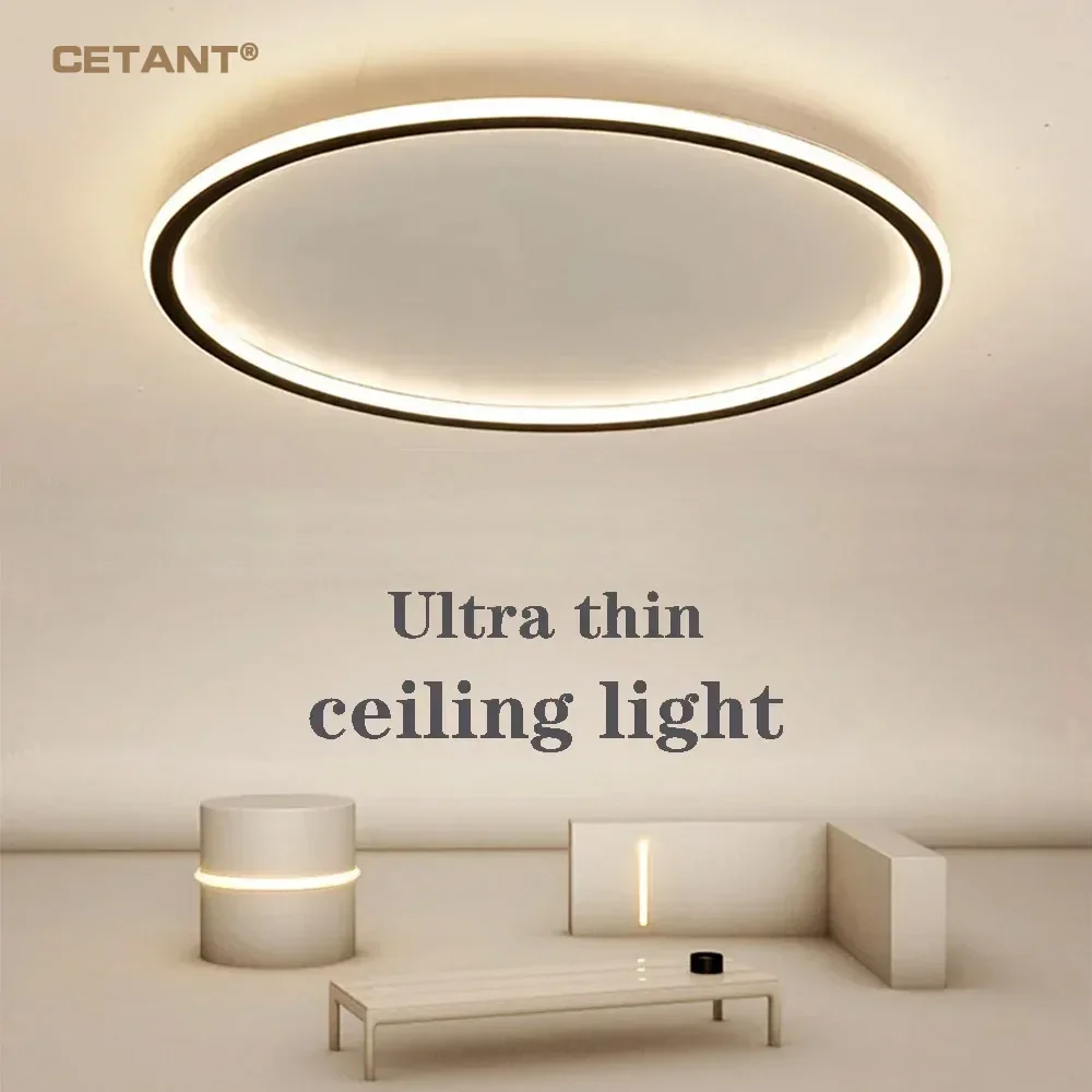 Imagem -02 - Luminária de Teto Led Super Fina Luminária para Sala de Estar e Jantar Decoração de Casa Preto Branco Dourado 50 cm 80cm