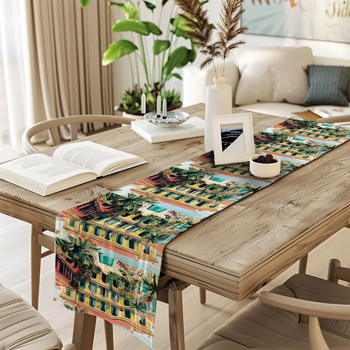 Dekorationen Tischläufer Tropische Palme Innenhof Böhmischer Stil Tischfahne Küche Esszimmer Geschenk, Feiertagsdekorationen, Raumdekoration, Sc