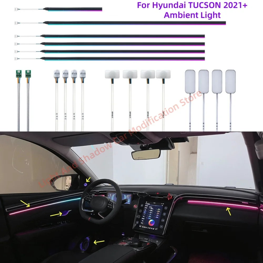 For Hyundai TUCSON 2021+ Atmosphere Lamp Automotive interior lighting upgrade Car accessories luminous horn ring Ambient Light