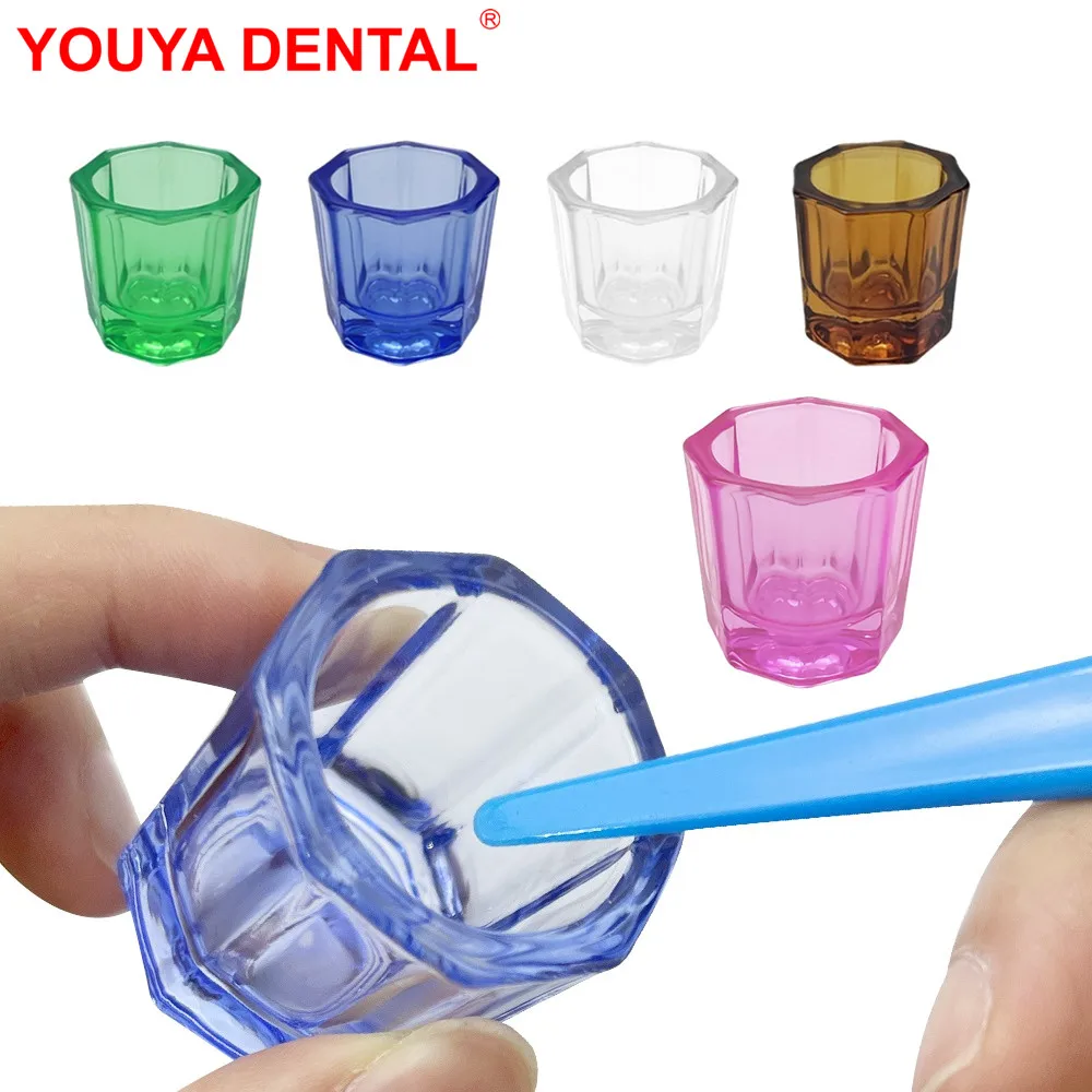 6pcs Dental Mixing Cup Glass Bowls Nail Crystal Art Octagonal Reconcile Cups Dentistry Lab Liquid Powder Container Dentist Tools