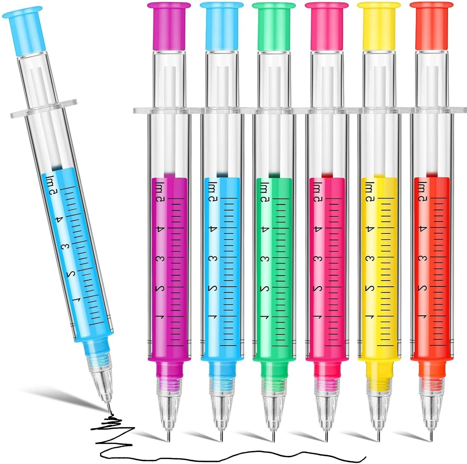24 Pcs Wholesale Lifelike Syringe Shape Gel Pen | Novelty Injection Design Ballpoint Pens for Students Nurse | Creative Supplies