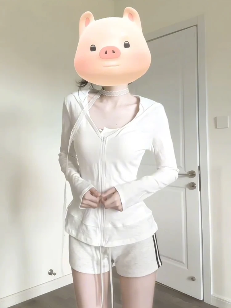 Americano retro esporte casual orts feminino verão 2025 nova cintura baixa picante menina magro perna reta perna larga calças quentes