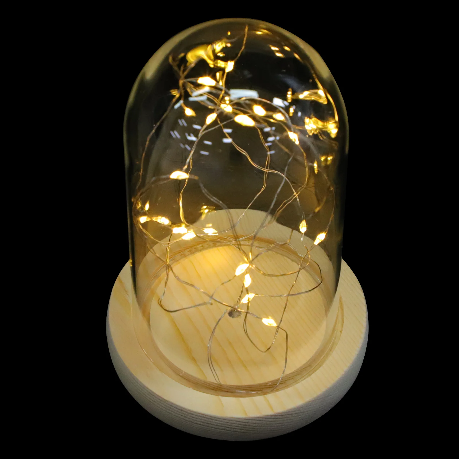

20 LED Lights 8x15cm Copper Wire String Lights Elegant Glass Cover Glass Dome Decor Home Desktop nament Cover
