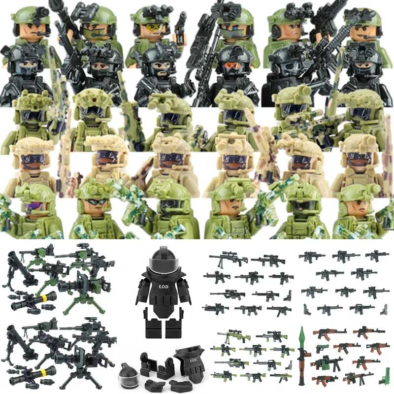 

City Swat Ghost Commando Figures Special Forces Building Blocks Modern Army Soldier Police Military Weapon Bricks Toys For Kids