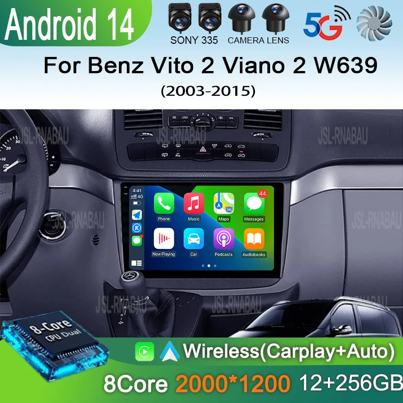 

Android 15 For Benz Vito 2 Viano 2 W639 2003-2015 2K QLED Android Car Radio Multimedia Video Player GPS stereo CarPlay Head Unit