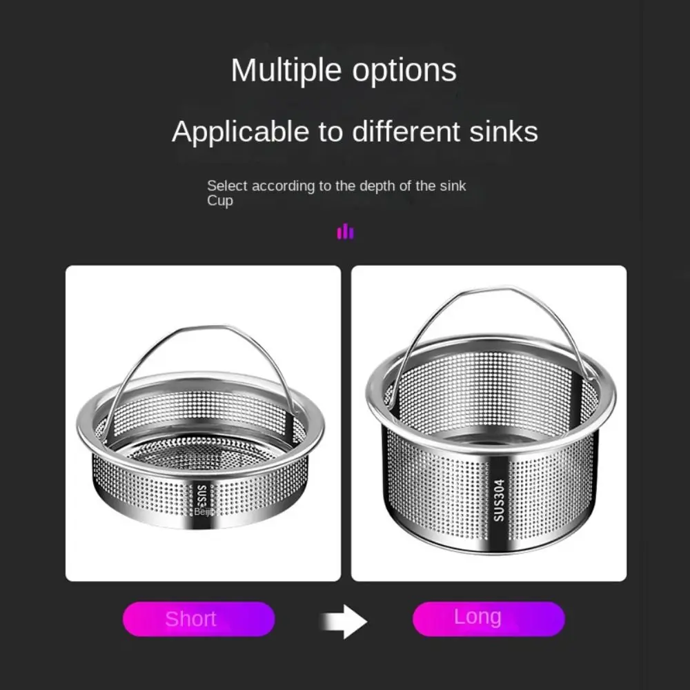 Colador de fregadero de acero inoxidable, protección contra la obstrucción, agujero de drenaje, filtro de malla, cubierta de drenaje, agujero de drenaje, receptor de alimentos