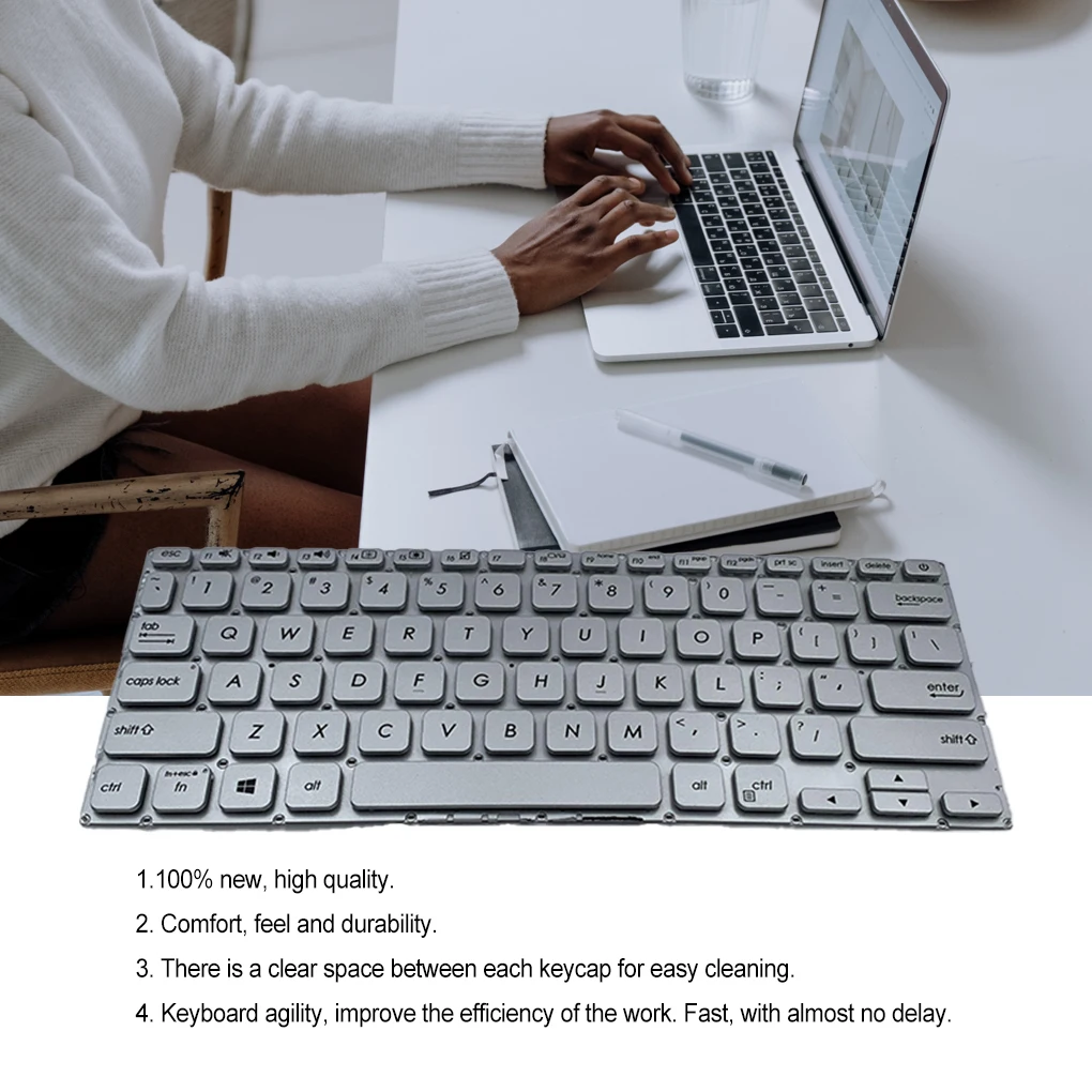 Keyboard Efficient Dustproof Sensitive Official Repair Parts Notebook Keypads Replacement for Asus Vivobook X412