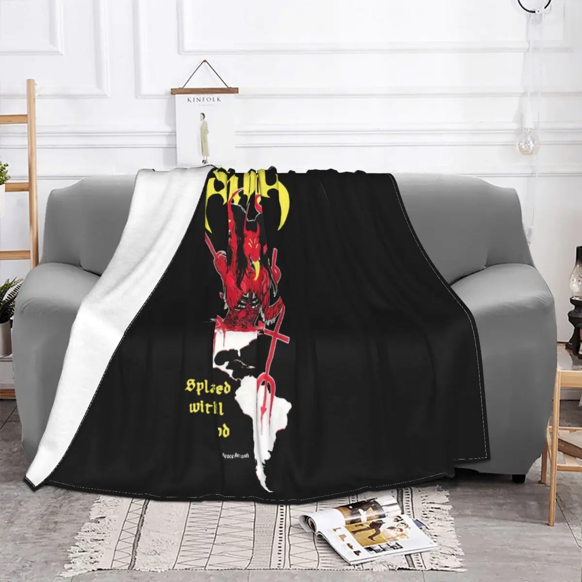 New Sabbat Splattered W Evil Blood Black Size S'2Xl Classic Vacation Woman Solid Color Rock Throw Blanket