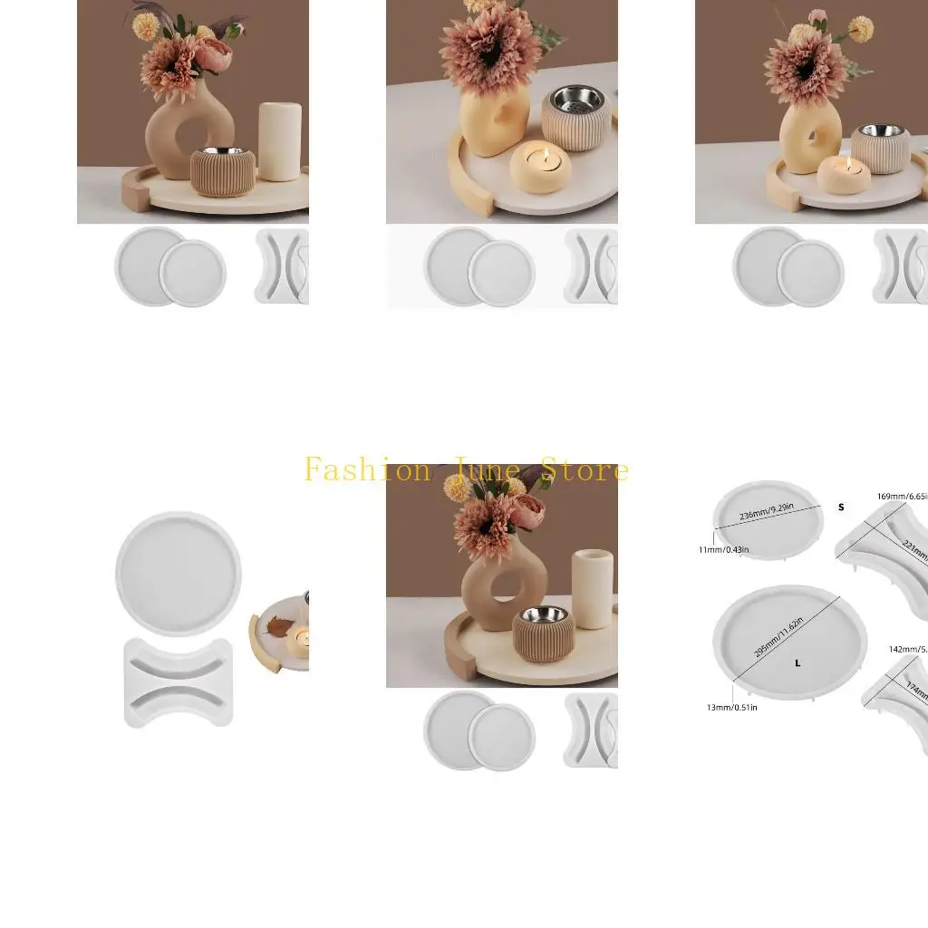 

N5KA Unique Silicone Mold Serving Tray Mold Silicone Flowerpot Base Moulds
