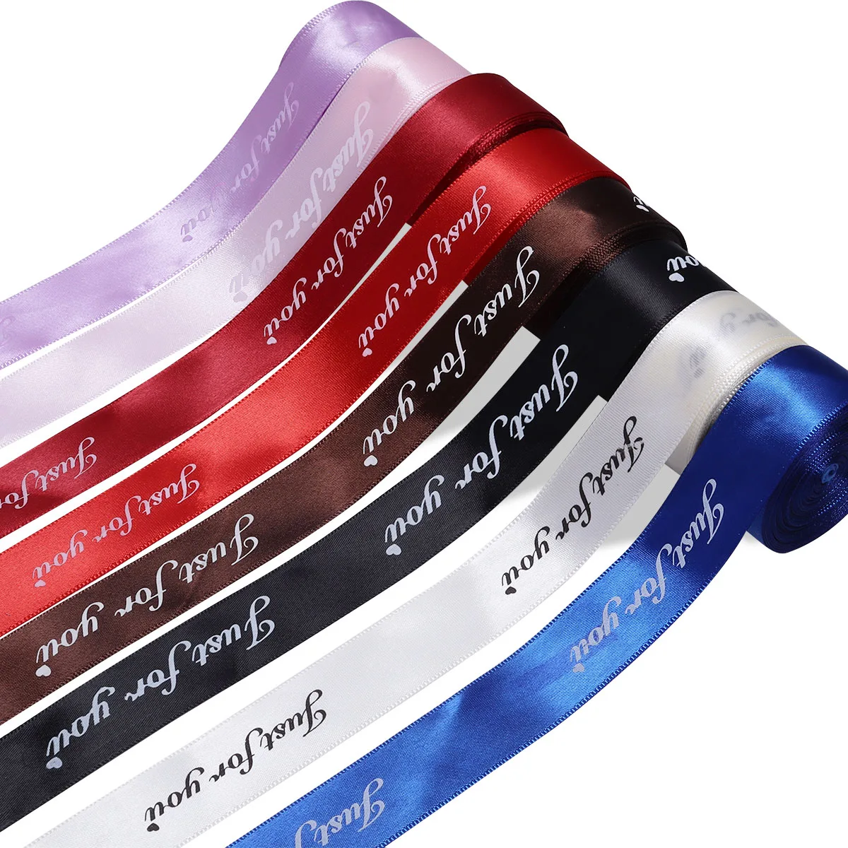 

10yards 10/25mm Polyester Ribbon Printed JUST FOR YOU Ribbon For Handmade Romantic Gift Packaging Wedding Decoration