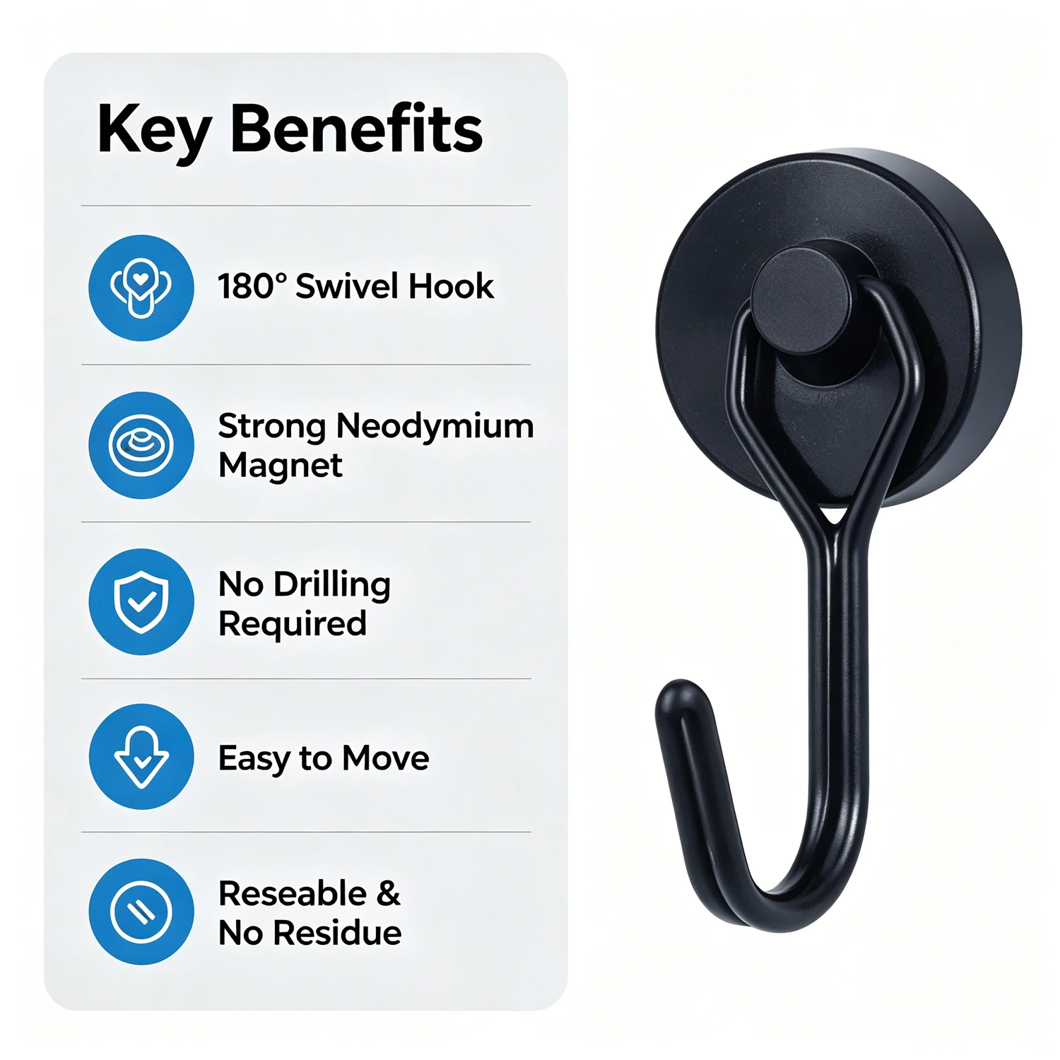 Strong Neodymium Magnets Hooks Holder Multi-Purpose Heavy Duty Magnetic Hook Hanger Organization Storage For home office