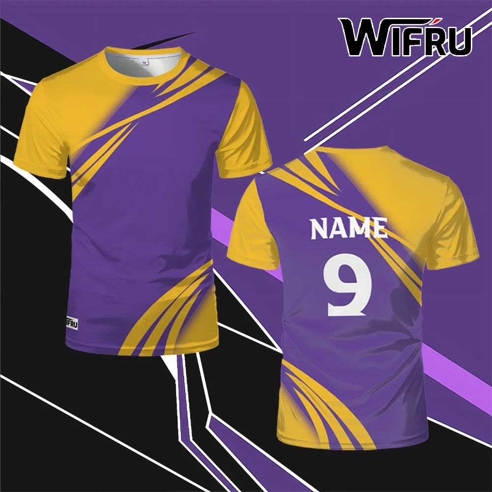 

Purple And Gold Printed Men's Jersey WIFRU Fashionable Casual Summer Breathable Short-sleeved T-shirt Personality Custom Tops
