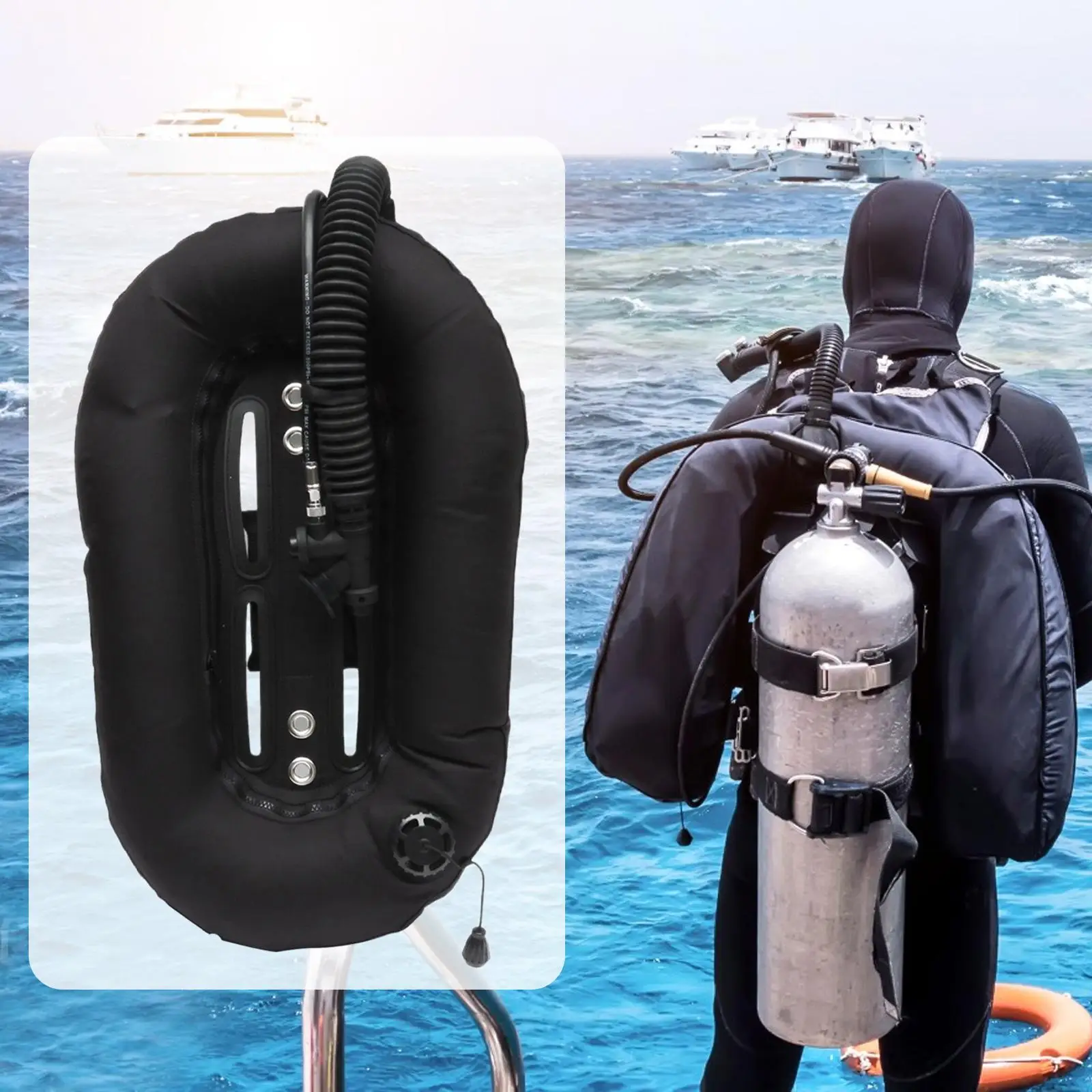 

Scuba Diving Donut Wing Single Tank Easy to Use Nylon Accessory Scuba BCD Set for Snorkeling Outdoor Freediving Underwater Adult