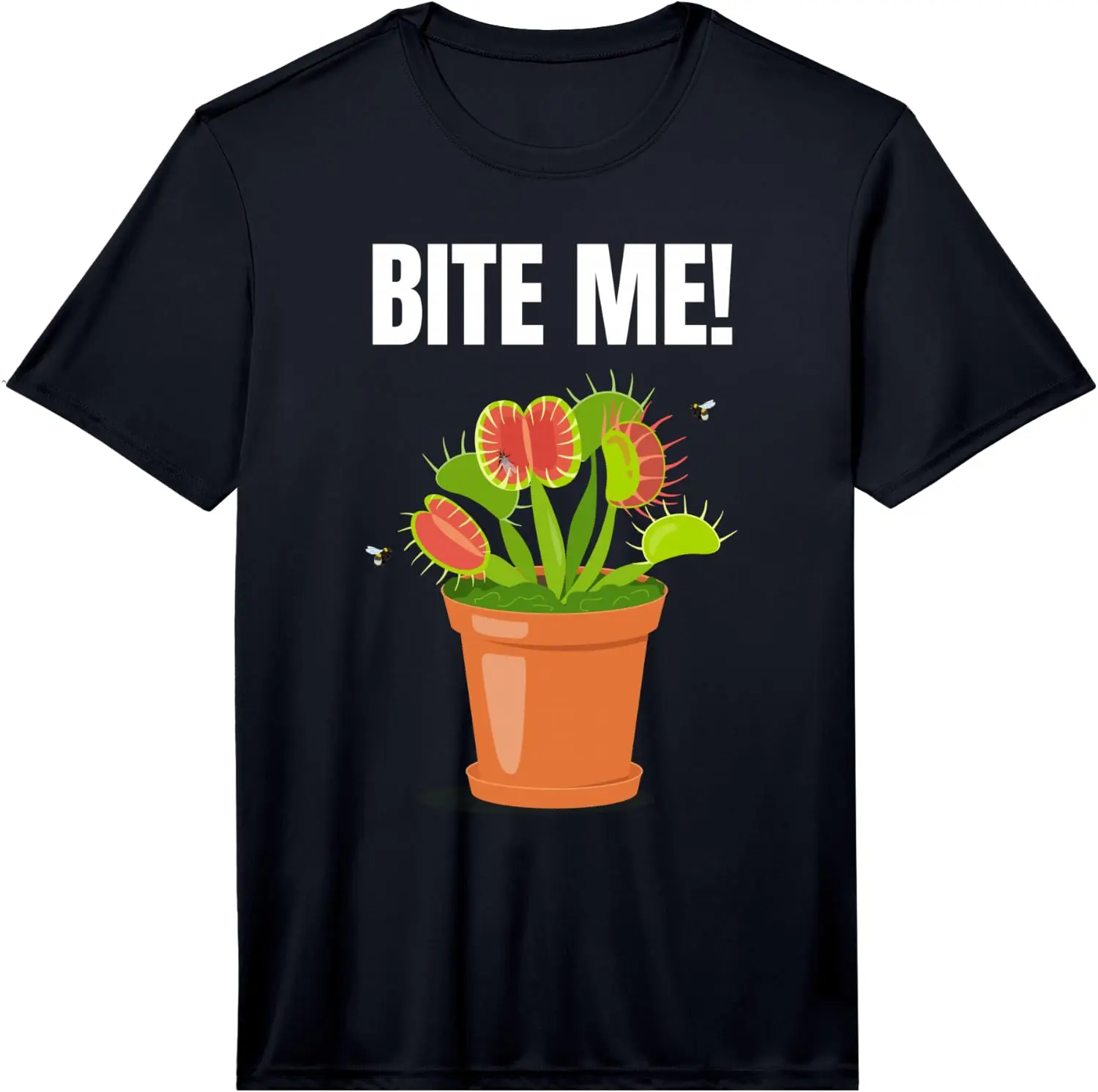 Mens Funny Eating Venus Fly Trap Performance T-Shirt 100% Cotton Trendy Y2K Short-Sleeve Tee – Soft, Quick-Drying, &