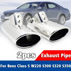 For Benz Class S W220 S300 S320 S350 1 Pair Stainless Steel Exhaust Pipe Muffler Tailpipe Muffler Tip Accessories Car Styling