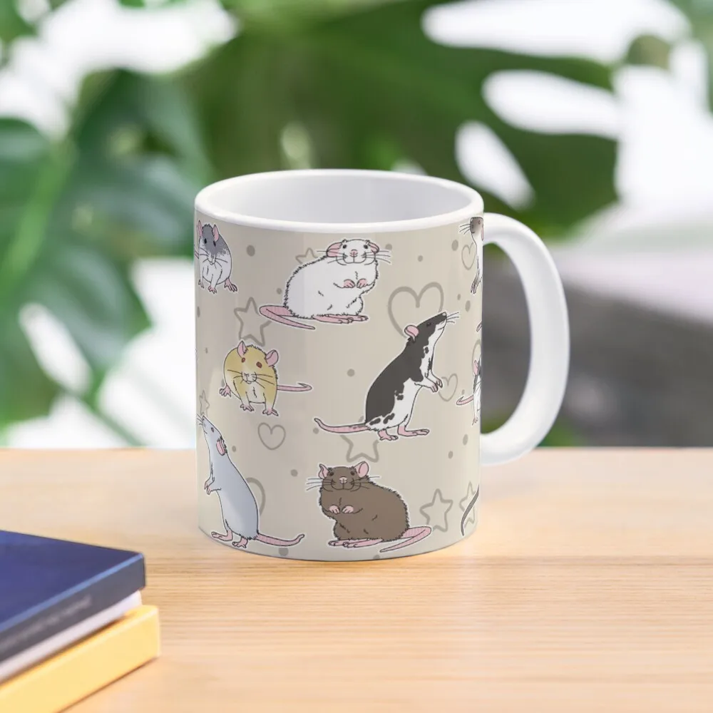 Fancy Rats Pattern Simple But Cute Class  Mug Coffee Cup Design Tea Gifts Image Printed Simple Handle Round Picture Drinkware