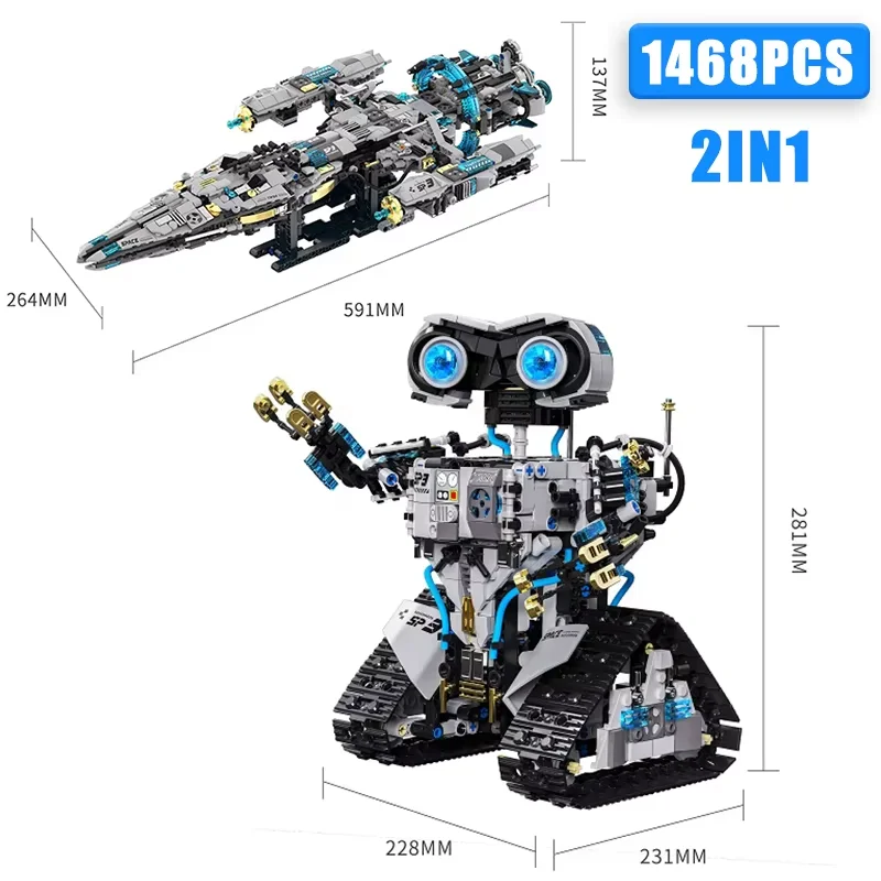 Technical 2in1 Spacecraft Robot Remote Control Spacecraft Building Blocks High Tech City Space RC Robot Education Toys Kids Gift