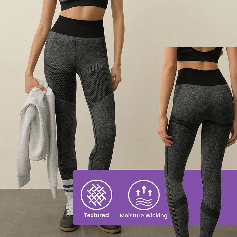 High Waist Ribbed Sports Leggings Woman Soft High Stretch Knitted Yoga Leggings Woman Thin Slim Fit Training Workout Clothes