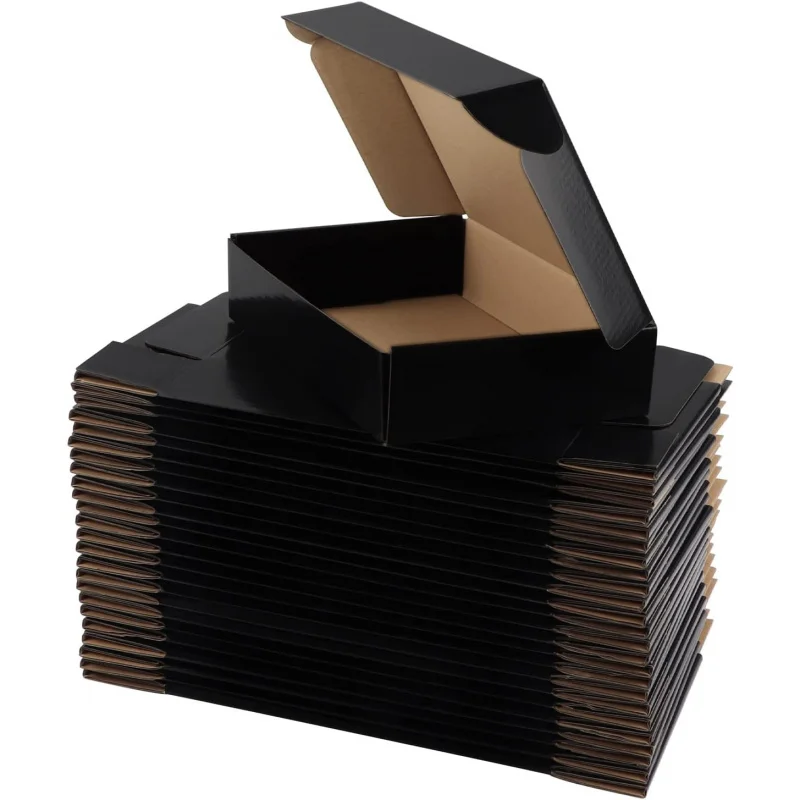25 9x6x2 Boxes Small Business, Black Packaging Cardboard Boxes, Moving Mailing Packing Box