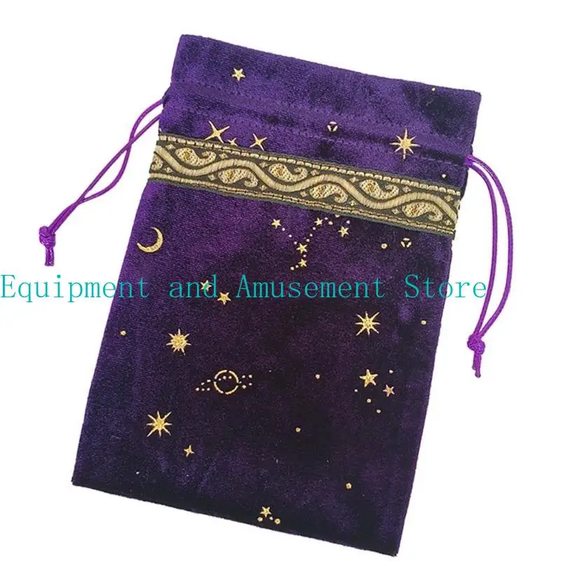 

Y1UC Flannel Tarot Bag Dices Drawstrings Bag for Storing Board Game Cards