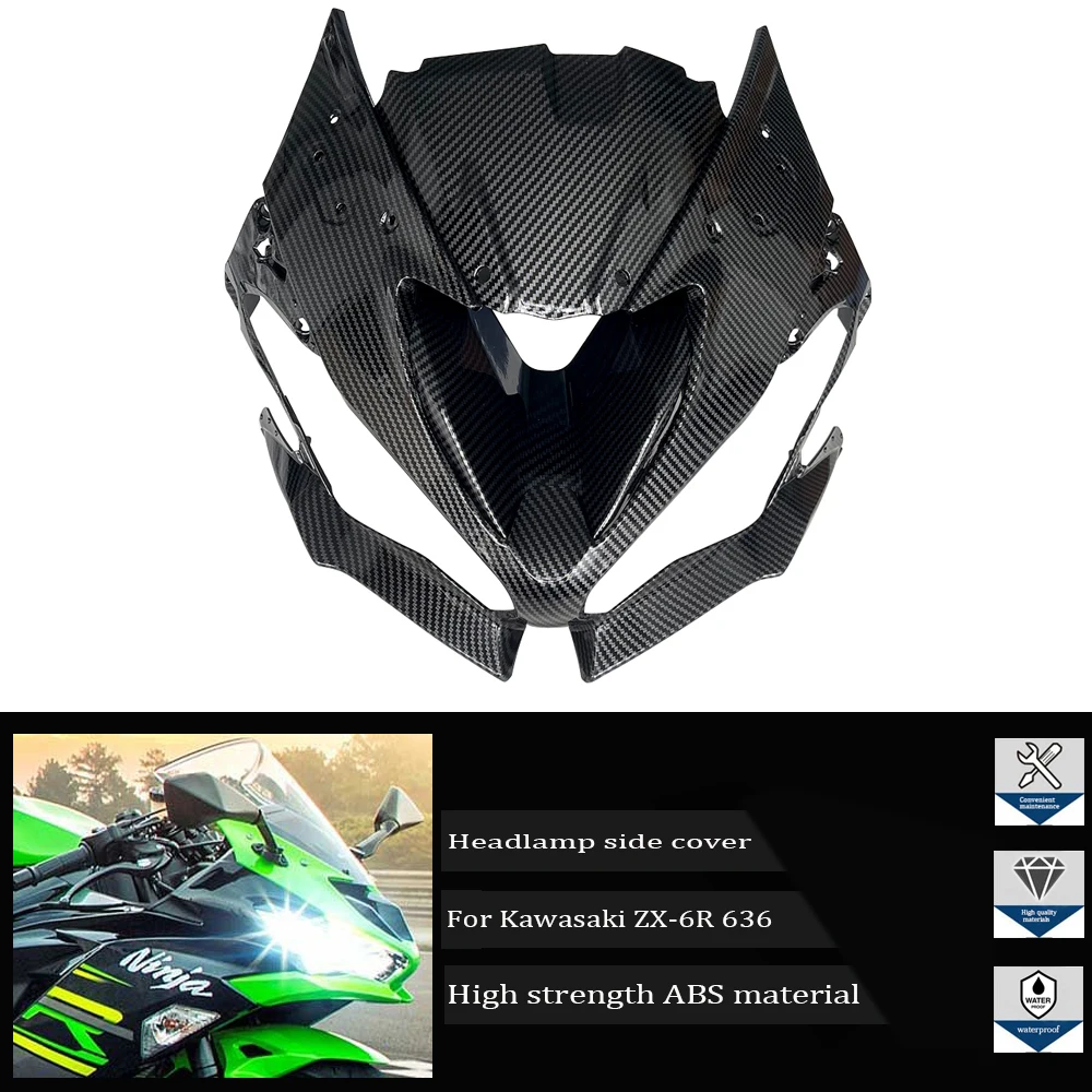 

Подходит для Kawasaki ZX-6R 636 ZX6R ZX 6R 2019 2020 2021 2022 передняя крышка мотоцикла, передний абажур ABS, крышка фары