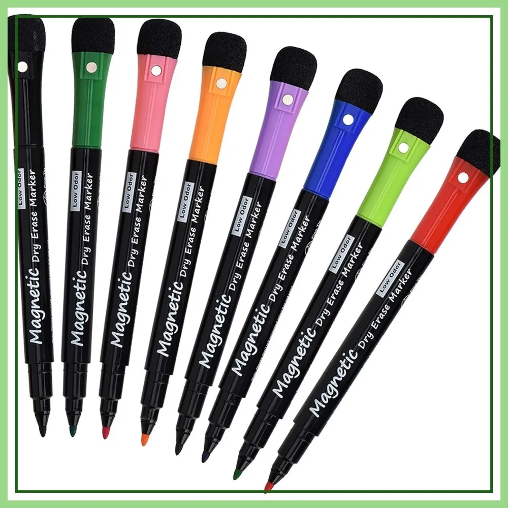 

Magnetic Dry Erase Markers, 8 Pack Low Odor White Board Markers with Erasers for Classroom, Office, Home