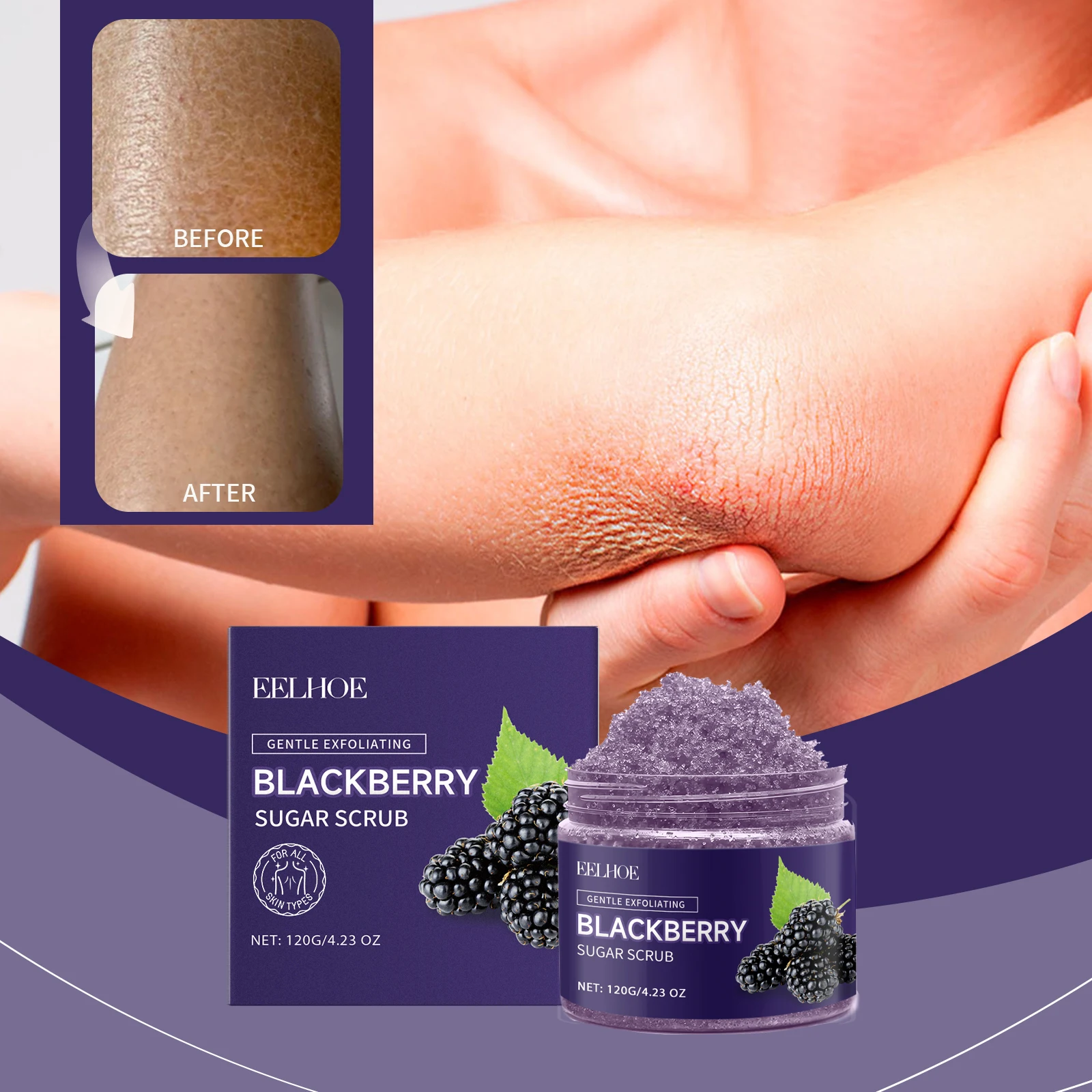 

EELHOE Blackberry Sugar Body Scrub Gentle Cleansing Exfoliating Smooth Skin Hydrating Moisturizing Scrub