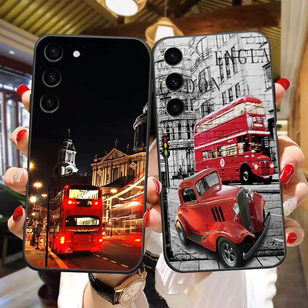 

London City Bus Cover Phone Case For Samsung Galaxy S25 S24 S23 S22 S21 S20 FE S10 S9 ULTRA PLUS LITE TPU Case Shell Capa