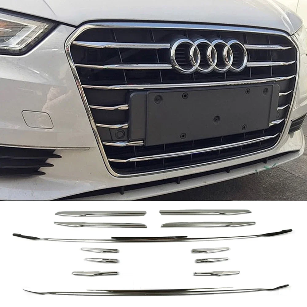 

Для Audi A3 седан 2014 2016, передняя решетка автомобиля, полосы, центральная решетка, наклейка из нержавеющей стали, защитная крышка, аксессуары